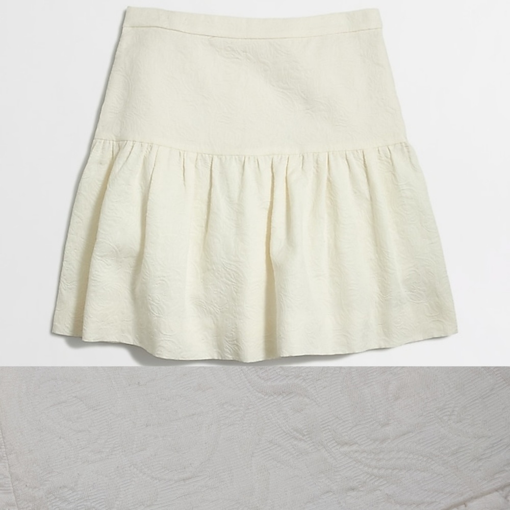 JCrew Cream Jacquard Flare Skirt In Floral D16